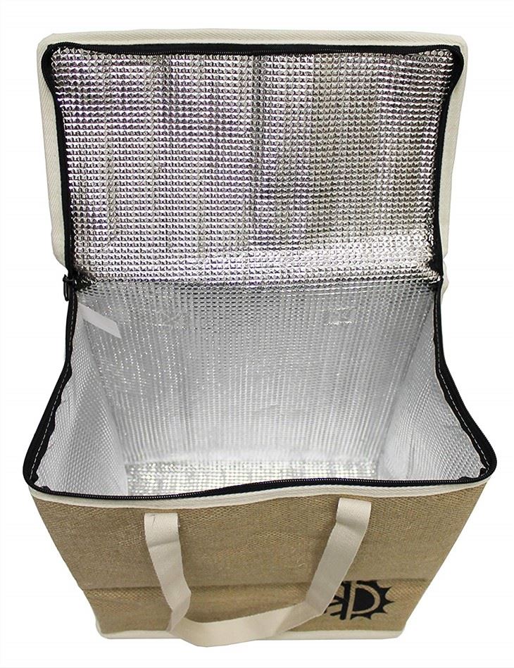 LARGE INSULATED JUTE GROCERY BAG